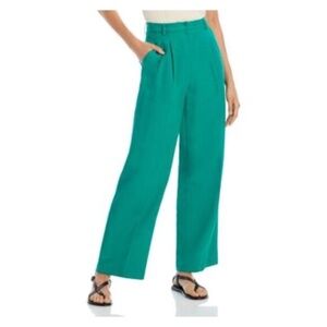 LUCY PARIS Womens Green Zippered Belt Loops Wear To Work Wide Leg Pants S